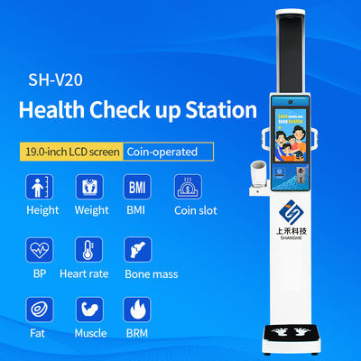 Advanced 19-inch Advertising Screen Multi Functions Coin Operated Body Checking Machine Self Serviced Health Checkup Kiosk