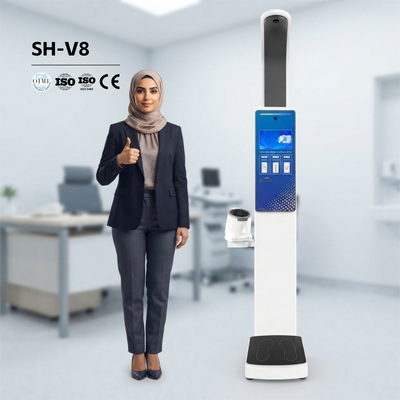 Fortschrittlicher 10,2-Zoll-Touchscreen, anpassbare Personenwaage, Selbstbedienungskiosk, Gesundheit, Blutdruck, Gewicht, Höhenüberwachung, Höhengewicht, Blutdruckmessgerät